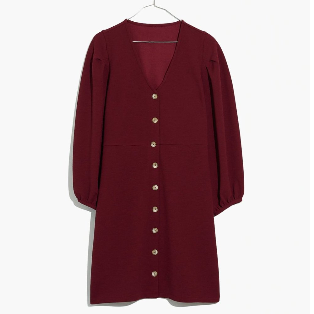 Madewell Texture & Thread Crepe Balloon-Sleeve Dress, Size M